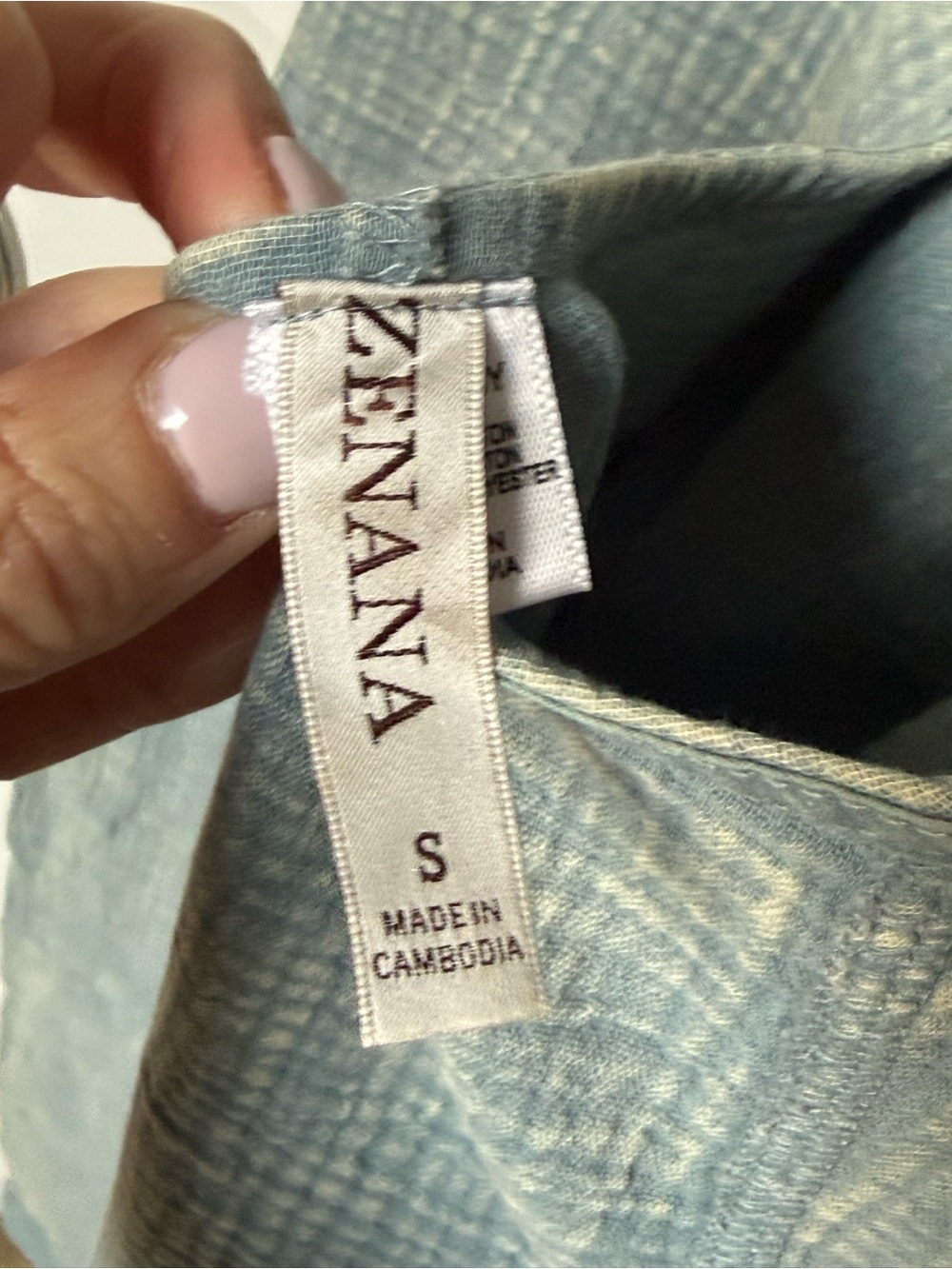 NWOT Zenana Outfitters Washed Blue Cotton-Linen Wide-Leg Overalls - Picture 7 of 8